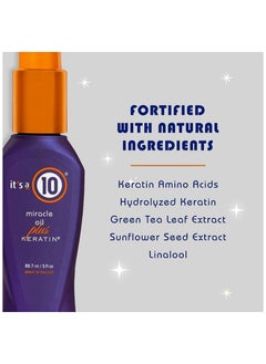 It's a 10 It’s A 10 Miracle Oil Plus Keratin – 3 oz | Intensive Hair Repair & Shine Enhancer | Heat & Damage Protection | Keratin-Infused Lightweight Hair Treatment  - Image 2