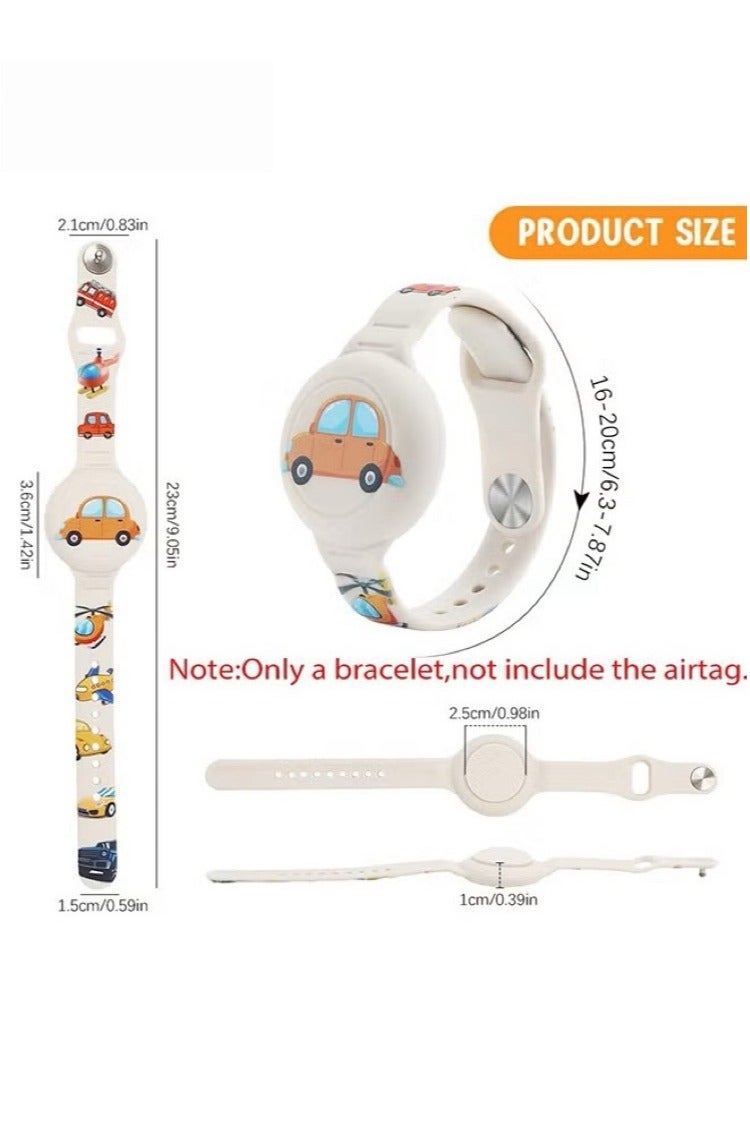 سوار Airtag للأطفال ، حامل علامات هواء كرتون ماء لطيف للأطفال مع تغطية كاملة من السيليكون ناعمة مضادة لضخار Airtag Wristband للطفل （Pink) - Image 2