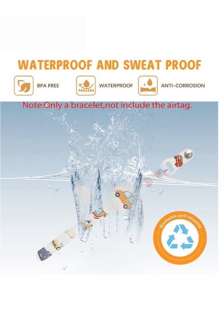 سوار Airtag للأطفال ، حامل علامات هواء كرتون ماء لطيف للأطفال مع تغطية كاملة من السيليكون ناعمة مضادة لضخار Airtag Wristband للطفل （Pink) - Image 4