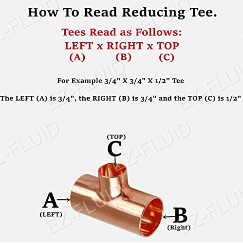 EZ-FLUID 10Pack EZFLUID Plumbing 34 x 34 x 12 C X C X C Copper Reducing TeeLF Pressure Copper Reducer Tee Fittings with Sweat Solder Connection for ResidentialCommercial Pipe - Image 3