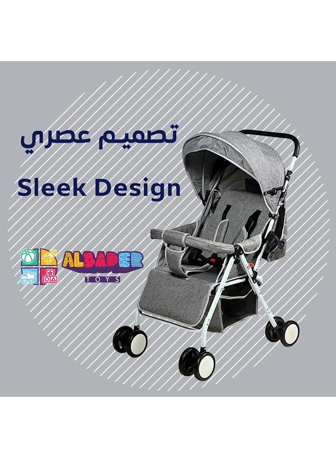 AL BADER Lightweight Foldable Travel Baby Strollers With Adjustable Backseat And Storage Basket, Perfect Baby Travel Gear, Umbrella Stroller,  Gray - Image 3