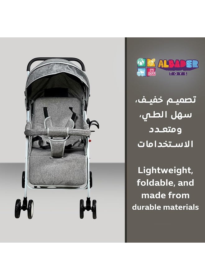 AL BADER Lightweight Foldable Travel Baby Strollers With Adjustable Backseat And Storage Basket, Perfect Baby Travel Gear, Umbrella Stroller,  Gray - Image 4