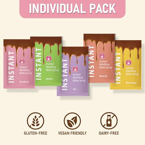 O's Bubble Instant Boba Kit Marbling Boba Kit | boba tea kit | Tapioca pearl | Marbling Syrup | Non-Dairy | Shelf Stable | Vegan | Gluten-Free | Strawberry (Pack of 4) - Image 3