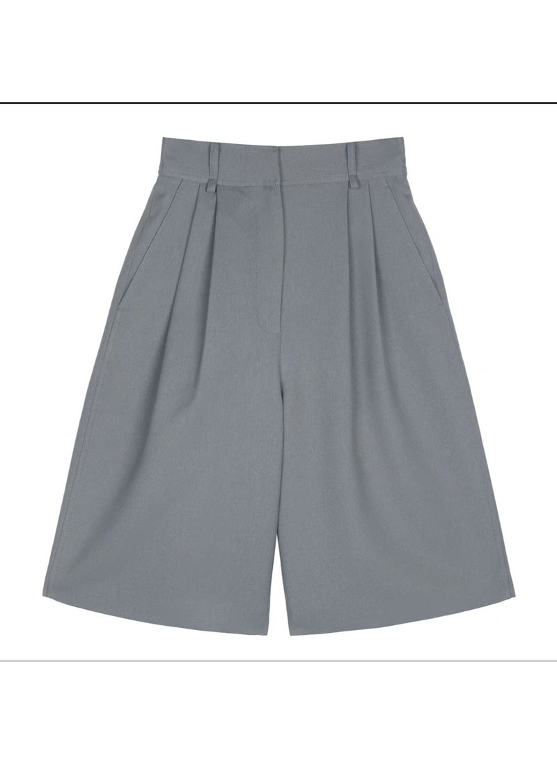 Generic Summer Lightweight High-Waist A-Line Shorts for Women Grey  - Image 1