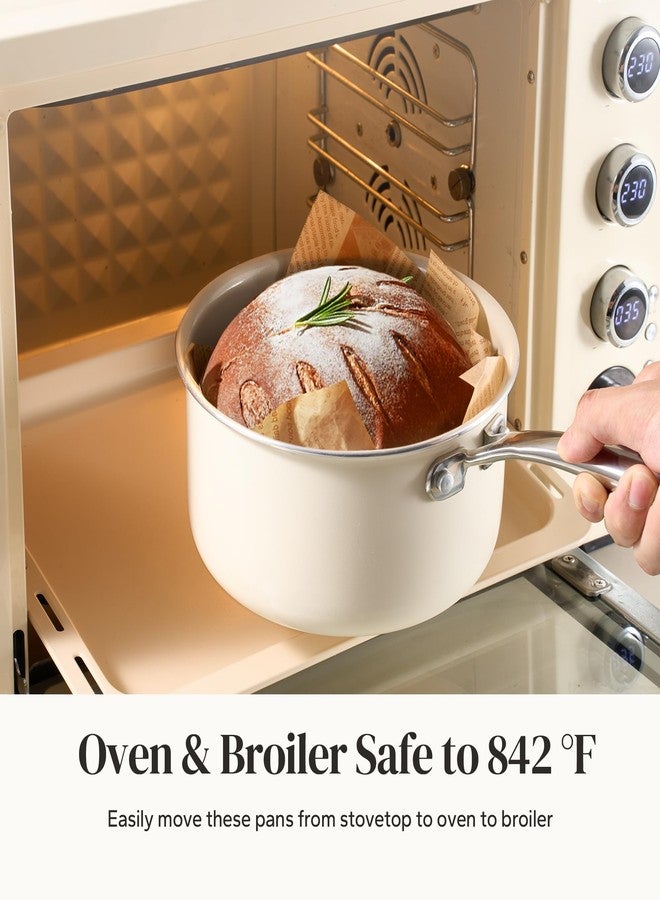 Redchef قدر صلصة سيراميك غير لاصق من ريدشيف مع غطاء، سعة 2.5 لتر، مزود بمقبض بارد الملمس، قدر شوربة غير سام للمطبخ، خالٍ من مادة PTFE وPFOA، آمن للاستخدام في الفرن وغسالة الصحون، متوافق مع جميع أنواع المواقد - بيج - Image 4