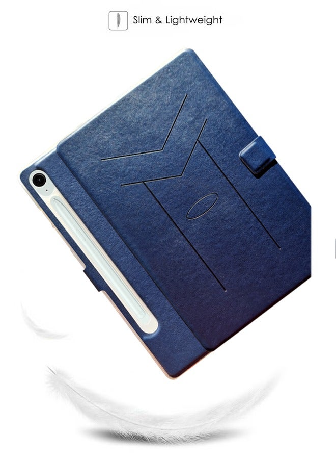 Leather Flip Case Cover for Samsung Galaxy Tab S9 Fe Navy Blue - Image 2