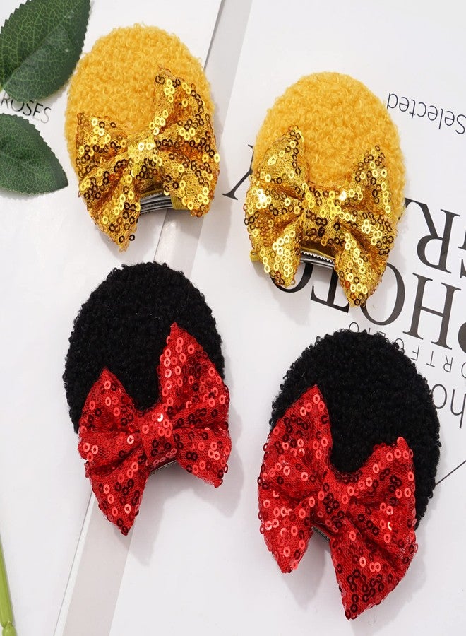 Qearl 12 Pieces Sequin Mouse Ears Hair Clips Mouse Hair Bows with Alligator Clips Hair Accessories for Theme Park Costume Party Decoration for Toddlers Girls - Image 5