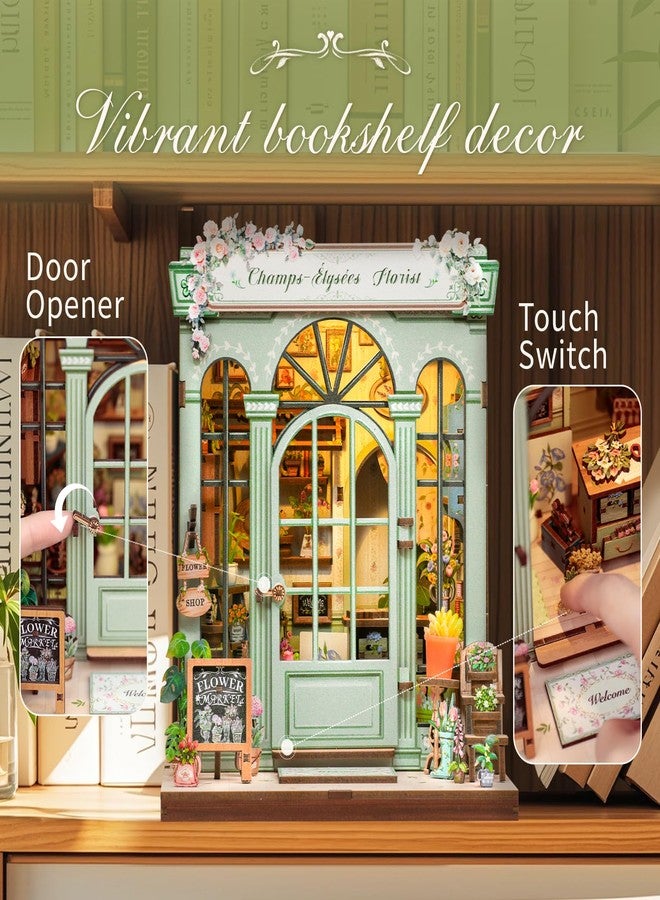 CUTEBEE Book Nook Kit - DIY Miniature House Dollhouse Kit for Adults and Teens, Booknook Tiny House Bookshelf Decor 3D Wooden Puzzle, Gifts for Family, Friends (Champs-Élysées Florist) - Image 3