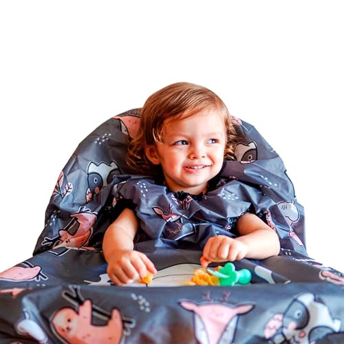 grabease Allover Waterproof Baby Bib - Machine Washable Baby Eating Essentials - Full Coverage Smock with Long Sleeves - Self-Feeding Toddler Bib - Grey, Pack of 1, Ages 6-24 Months - Image 1