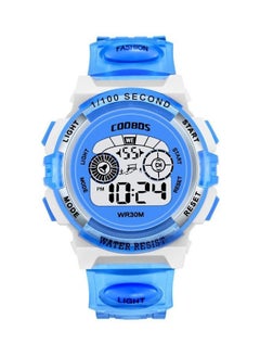 Coobos Kids Water Resistant Rubber Digital Watch Blue/White  - Image 1