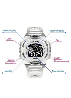 Coobos Kids Water Resistant Rubber Digital Watch Blue/White  - Image 5