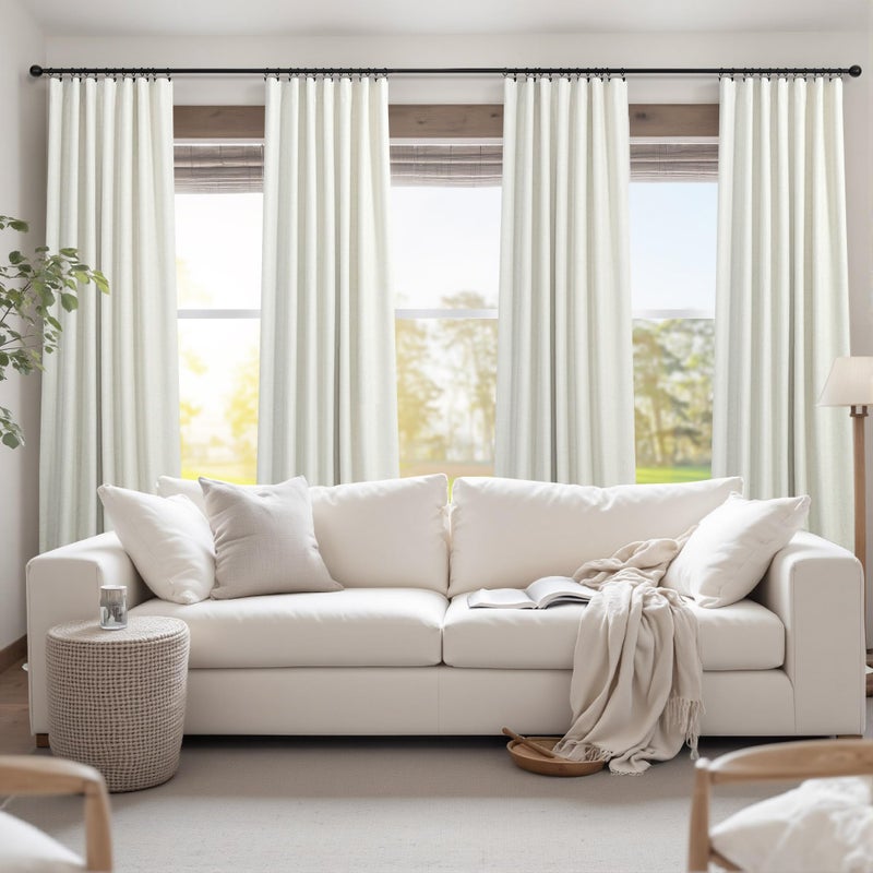 DANCURTON Cream Linen Blend Blackout Curtains 84 Inch Long 2 Panel Back Tab Thermal Insulated Light Blocking Curtain for Living Room Black Out Drape for Bedroom Neutral Rustic Farmhouse 52x84 Length Ivory White - Image 2