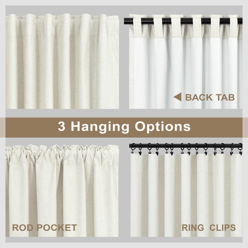 DANCURTON Cream Linen Blend Blackout Curtains 84 Inch Long 2 Panel Back Tab Thermal Insulated Light Blocking Curtain for Living Room Black Out Drape for Bedroom Neutral Rustic Farmhouse 52x84 Length Ivory White - Image 5