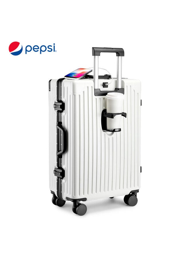 Pepsi Aluminum Frame Suitcase For Men And Women, 24-inch Large Capacity Travel Luggage With Spinner Wheels, Student Business Trolley Case With Password Lock - Image 1