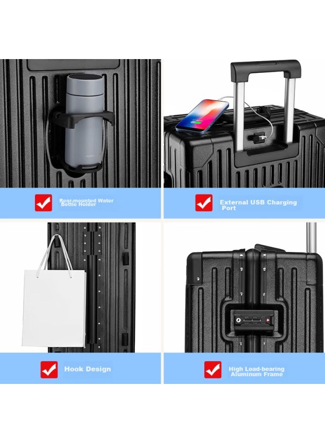 Pepsi Aluminum Frame Suitcase For Men And Women, 24-inch Large Capacity Travel Luggage With Spinner Wheels, Student Business Trolley Case With Password Lock - Image 5
