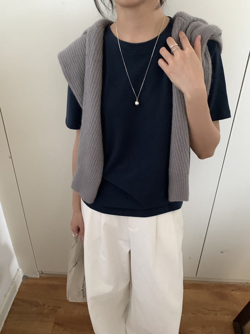 White Brushed Cotton Short-Sleeve Women'S T-Shirt, Loose Fit, Early Autumn Basic Style, Inner Wear Top, Half-Sleeve Round Neck Base Shirt, Versatile - Image 1