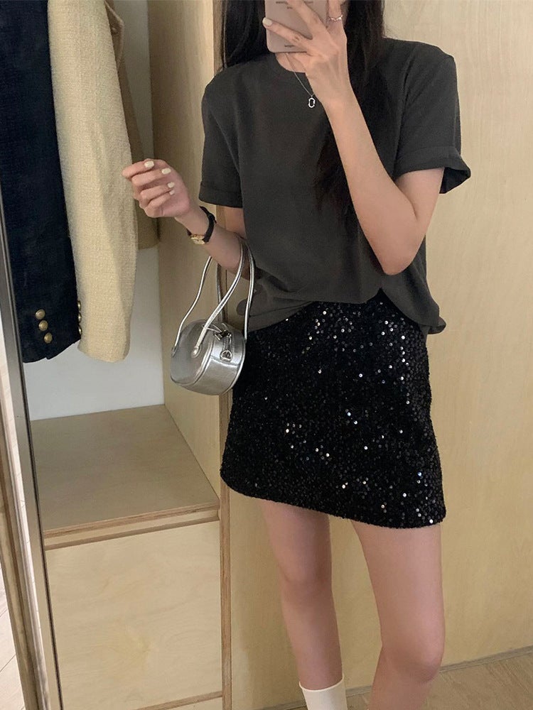 White Brushed Cotton Short-Sleeve Women'S T-Shirt, Loose Fit, Early Autumn Basic Style, Inner Wear Top, Half-Sleeve Round Neck Base Shirt, Versatile - Image 4