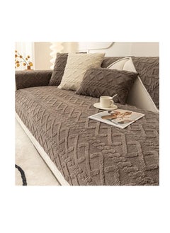 Jacquard fur living room linens, 11 pieces (cafee)