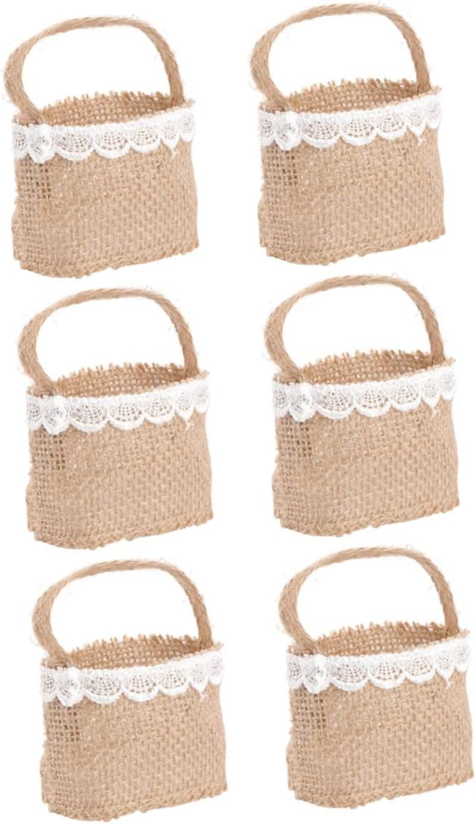 DOITOOL 6Pcs Elegant Wedding Storage Pouch Linen Candy Bags for Party Favors Simple and Portable Design for Weddings and Celebrations - Image 1