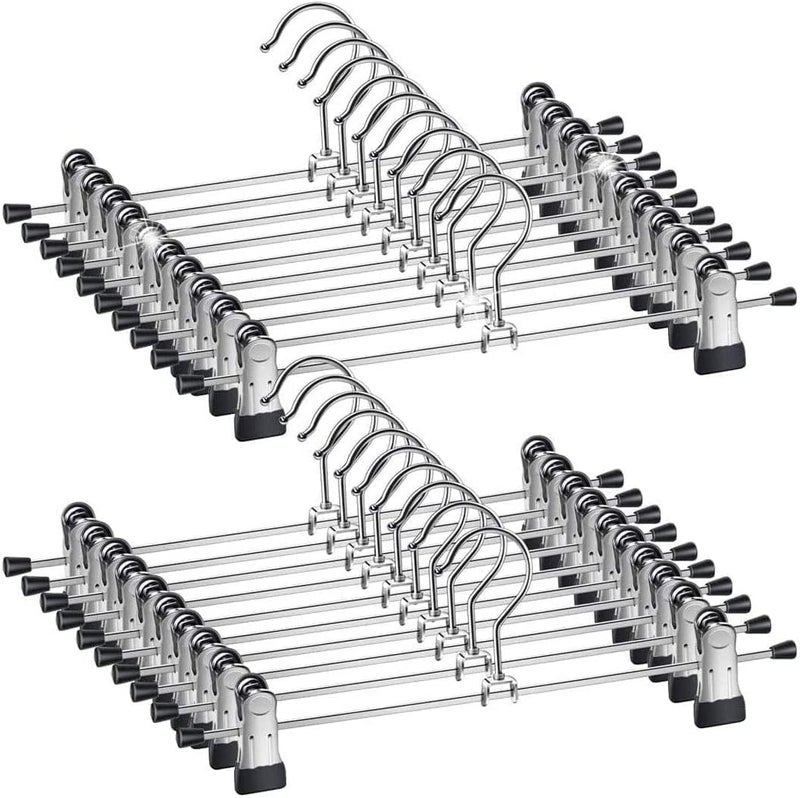 Red Dot Gift ® 25-Pack Pants Hangers,12 Inch (30cm) Trouser Hangers, Adjustable Metal Pants Hanger, Skirt Hangers with Clips Space Saving Hangers for Jeans (25) - Image 1