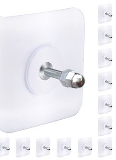 Peachjoy Adhesive Hooks Heavy Duty, Wall Hooks for Hanging,Wall Hangers without Nails,2 in 1 Screw Free Sticker for Wall Mount Shelf,Waterproof Rustproof (16mm)20 PCS  - Image 1