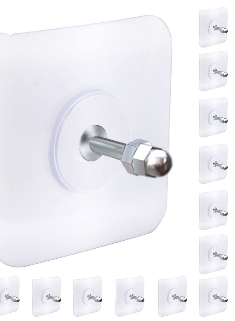 Peachjoy Adhesive Hooks Heavy Duty, Wall Hooks for Hanging,Wall Hangers without Nails,2 in 1 Screw Free Sticker for Wall Mount Shelf,Waterproof Rustproof (16mm)20 PCS  - Image 1