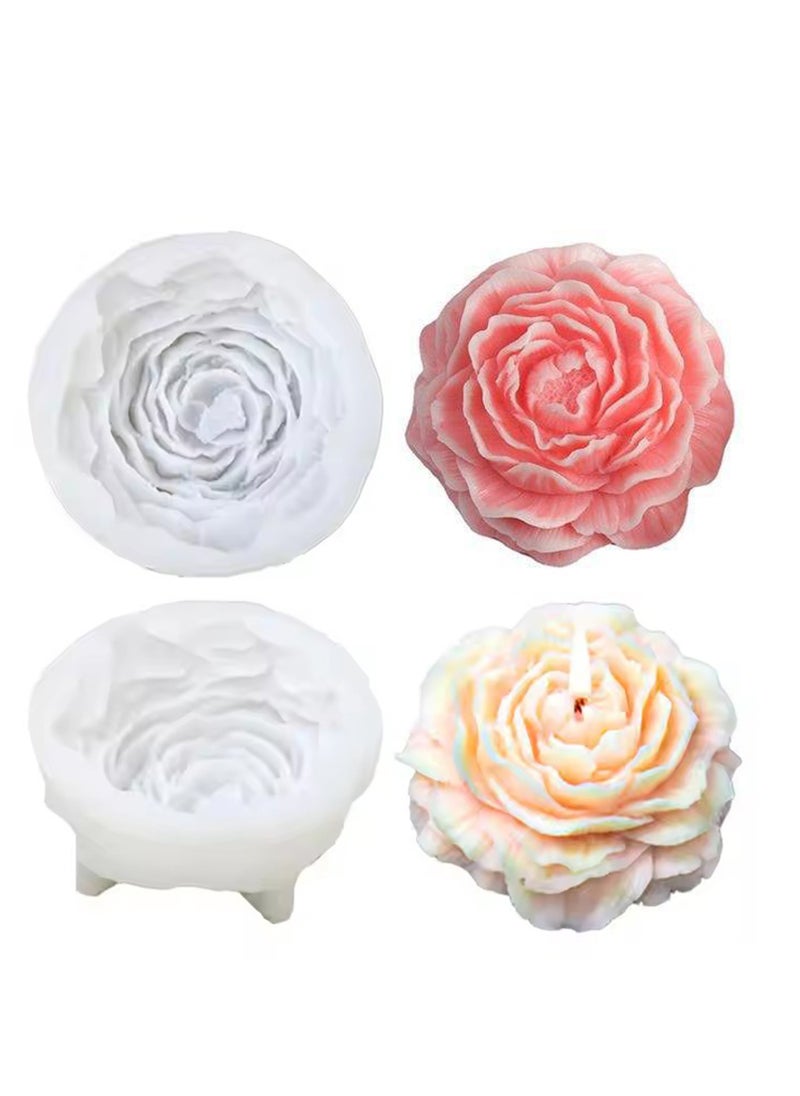 Generic 2Pcs 3D Peony Flower Silicone Candle Molds, Perfect for DIY Candles, Resin Crafts, Aromatherapy, Soap Making, and Home Decor  - Image 1
