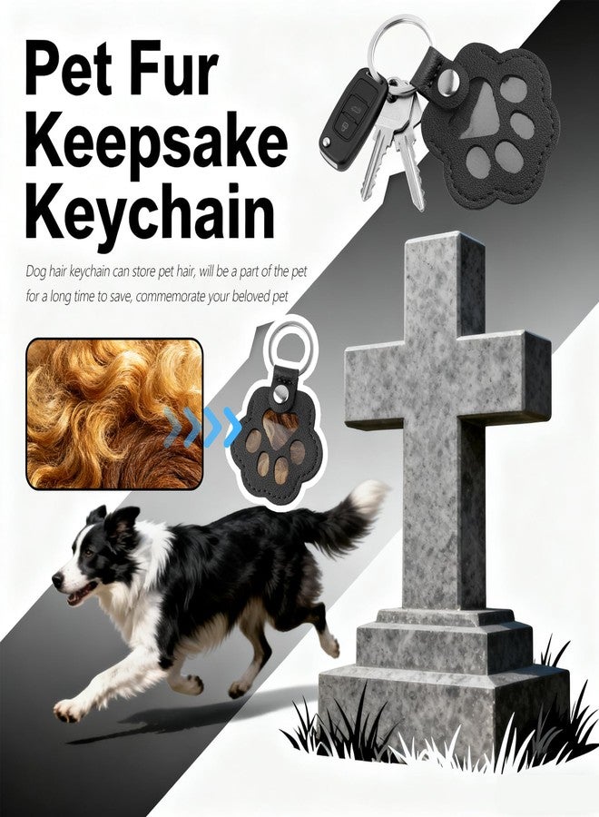 YGDMD Cat and Dog Fur Storage Keychain,Pet Paw Shaped Leather Keychain for Pets Fur Storage, Dog Hair Keychain Pet Keepsake (Black) - Image 4