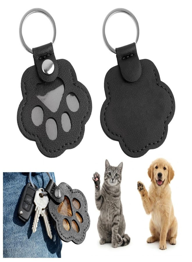 YGDMD Cat and Dog Fur Storage Keychain,Pet Paw Shaped Leather Keychain for Pets Fur Storage, Dog Hair Keychain Pet Keepsake (Black) - Image 1