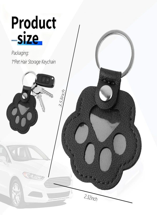 YGDMD Cat and Dog Fur Storage Keychain,Pet Paw Shaped Leather Keychain for Pets Fur Storage, Dog Hair Keychain Pet Keepsake (Black) - Image 2