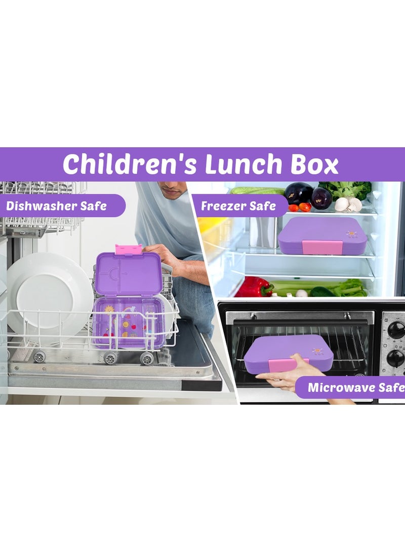 بيتي وبناتي صندوق بينتو 4/6 اقسام بمقاسات مناسبة للوجبات من بي اند بي، مضاد للتسرب وامن للوضع في غسالة الصحون وخال من BPA بصينية بلاستيك قابلة للازالة للاطفال بعمر 3-7 سنوات - Image 5