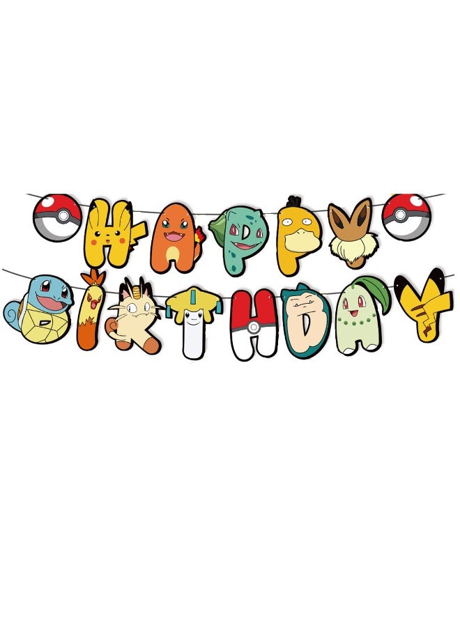 JAYATO Pokemon Birthday Party Decorations Set, Pokemon Themed Birthday Banner Backdrop Tablecloth Pokemon Balloons Cake Topper for Birthday Party, girls, boys - Image 2