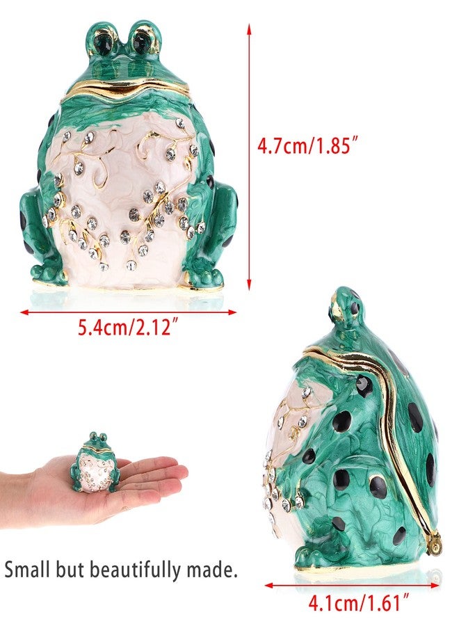 ELLDOO Mini Frog Trinket Box, Metal Enameled Decorative Box Ring Earrings Jewelry Organizer, Figurine Collectable Keepsake Home Decor - Image 2