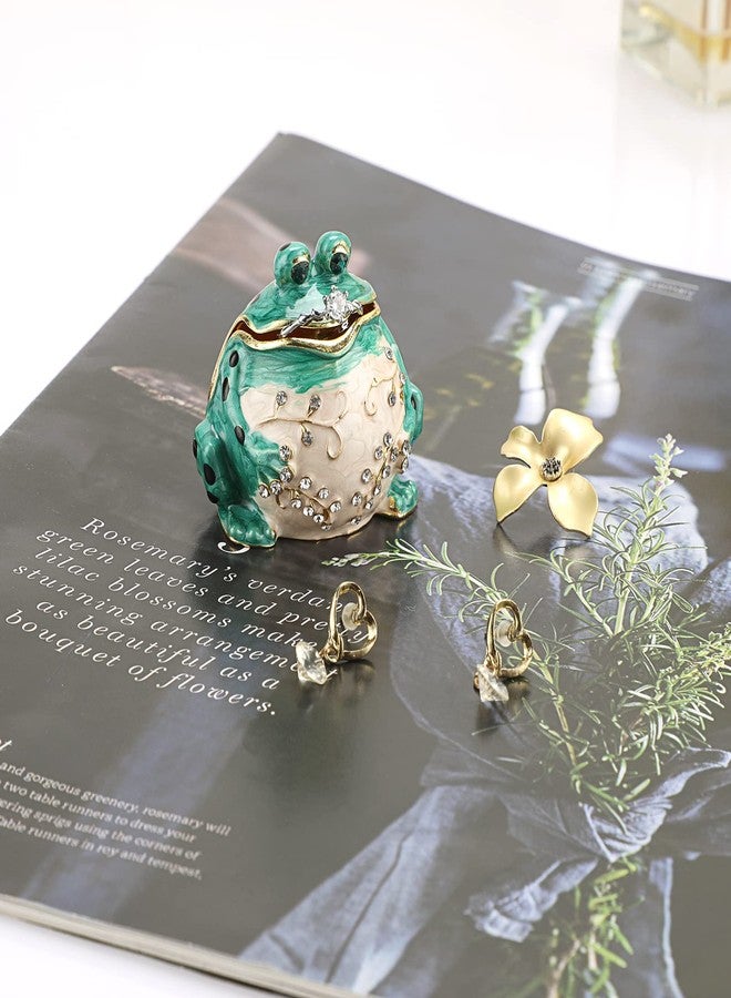 ELLDOO Mini Frog Trinket Box, Metal Enameled Decorative Box Ring Earrings Jewelry Organizer, Figurine Collectable Keepsake Home Decor - Image 4