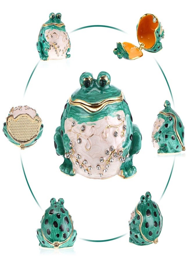 ELLDOO Mini Frog Trinket Box, Metal Enameled Decorative Box Ring Earrings Jewelry Organizer, Figurine Collectable Keepsake Home Decor - Image 3