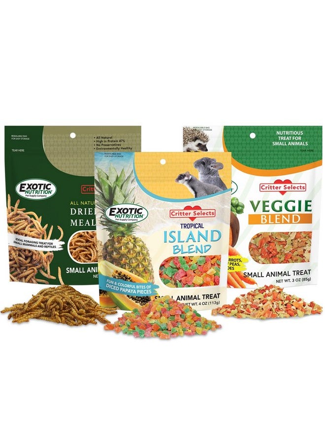 EXOTIC NUTRITION Treat Assortment 3 Pack - Pet Treats with Mix of Dried Fruits, Dried Insects, & Other Crunchies - for Sugar Gliders, Hedgehogs, Squirrels, Rabbits, Marmosets, Rats, Hamsters - Sample Variety  - Image 3