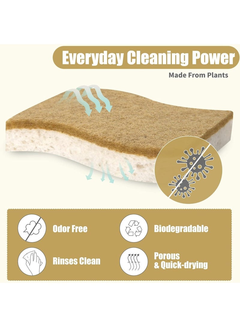 Natural Sponges for Kitchen Non-Scratch Biodegradable Plant Based Scrubber Pads for Cleaning Dishes - Image 4