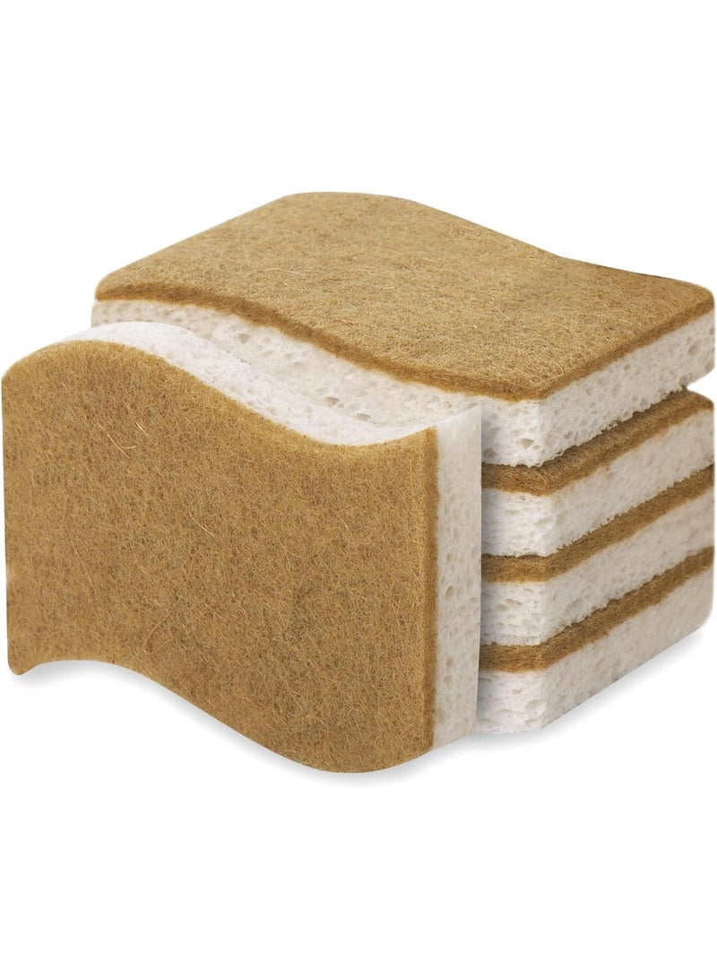 Natural Sponges for Kitchen Non-Scratch Biodegradable Plant Based Scrubber Pads for Cleaning Dishes - Image 1