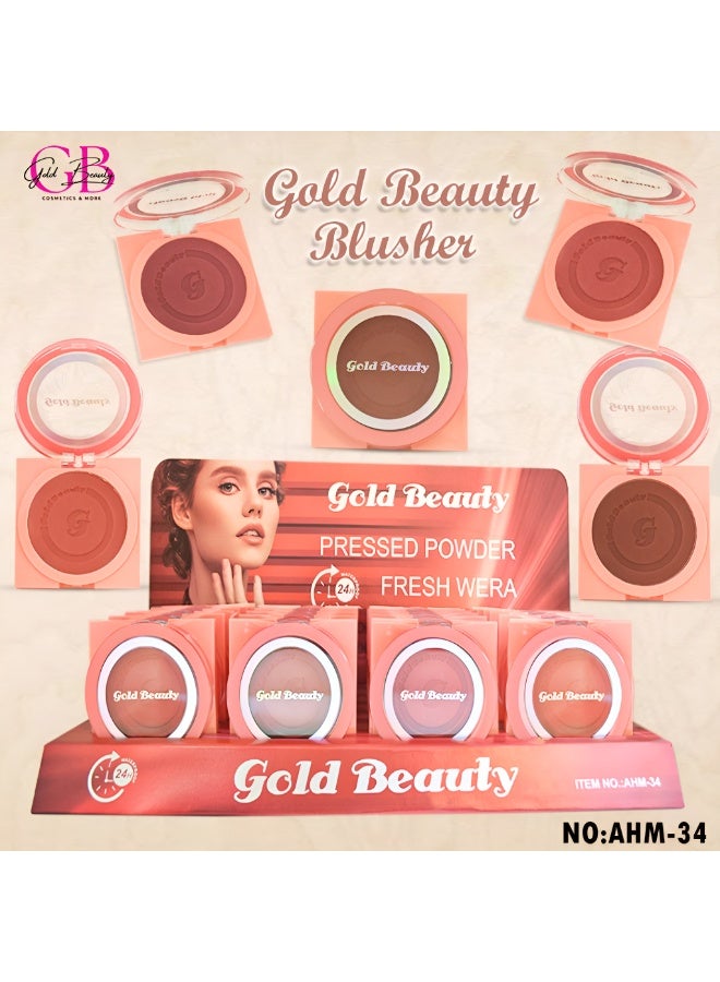 Gold Beauty powder blush is light and smooth on the skin - Brown - available in 4 shades - Image 4