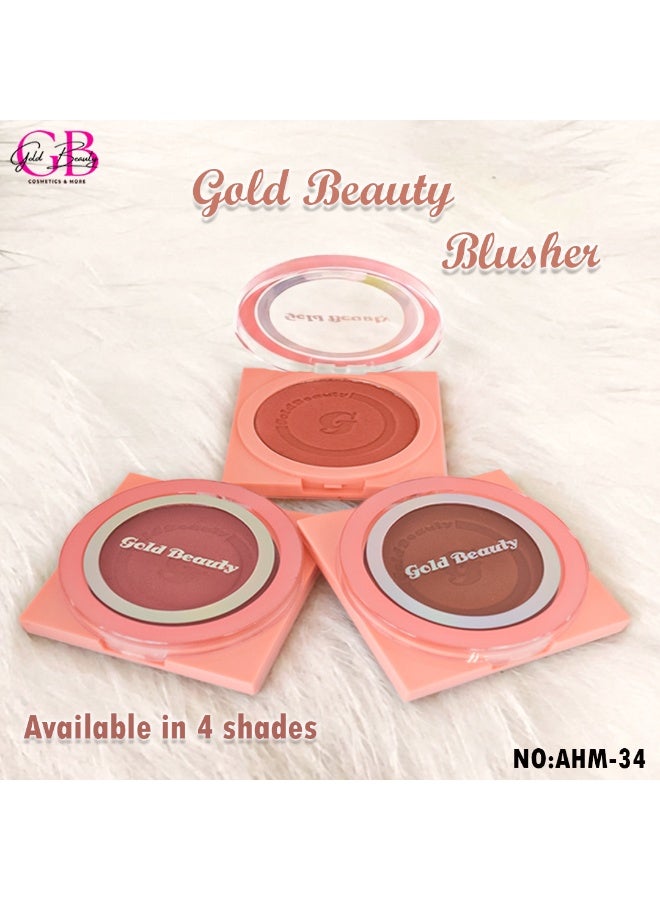 Gold Beauty powder blush is light and smooth on the skin - Brown - available in 4 shades - Image 2