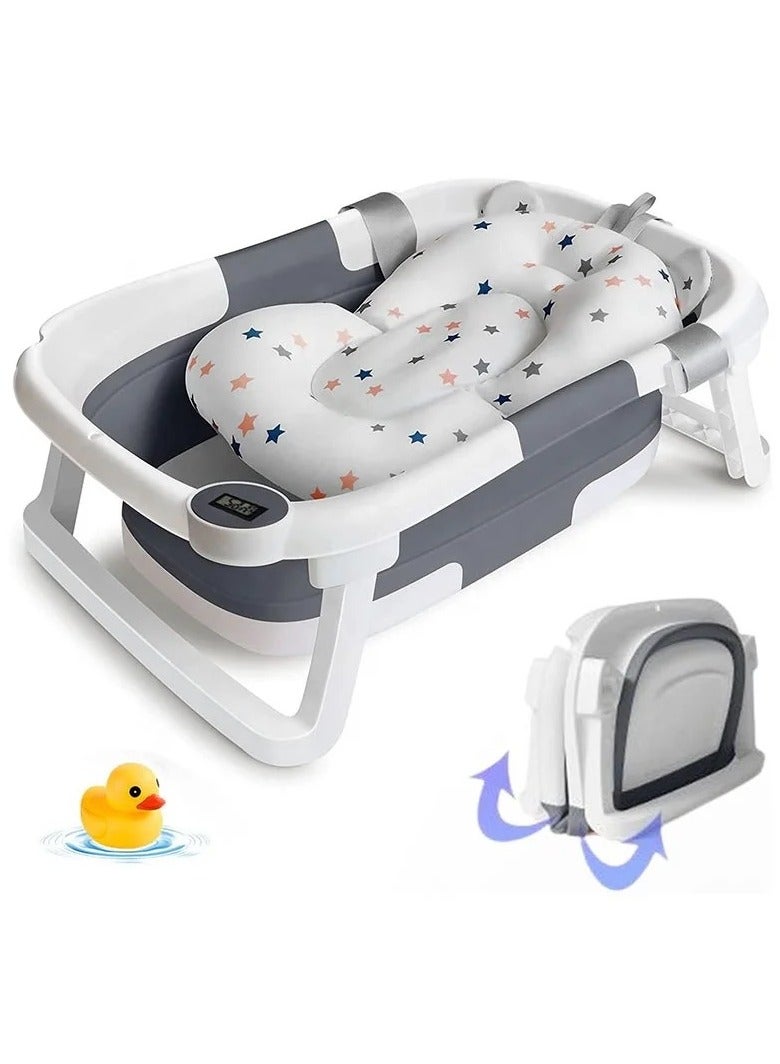 شي ون حوض استحمام للأطفال قابل للطي مع حصيرة ومقياس حرارة مستشعر لدرجة الحرارة للأطفال حديثي الولادة والأطفال الصغار - Image 1