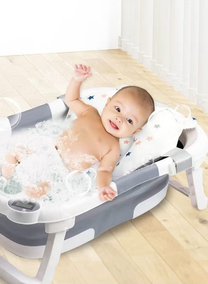 شي ون حوض استحمام للأطفال قابل للطي مع حصيرة ومقياس حرارة مستشعر لدرجة الحرارة للأطفال حديثي الولادة والأطفال الصغار - Image 2