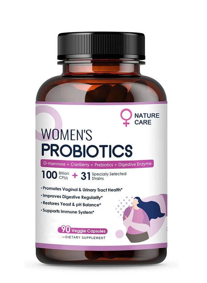 Natural Care Women's Probiotics 90 Veggie Capsules, with 100 Billion CFUs and 31 Specially Selected Strains, Improves Digestive Regularity, Restores Yeast and PH Balance, Dietary Supplement  - Image 1