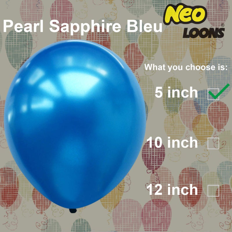 Neo LOONS® 100 pcs 5" Pearl Sapphire Blue Premium Latex Balloons - Great for Kids, Adult Birthdays, Weddings, Receptions, Baby Showers, Water Fights, or Any Celebration - Image 2