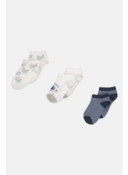 RBX Kids Boy 3 Pairs Allover Print Socks, White  - Image 1