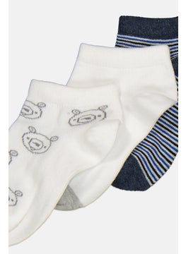 RBX Kids Boy 3 Pairs Allover Print Socks, White  - Image 2