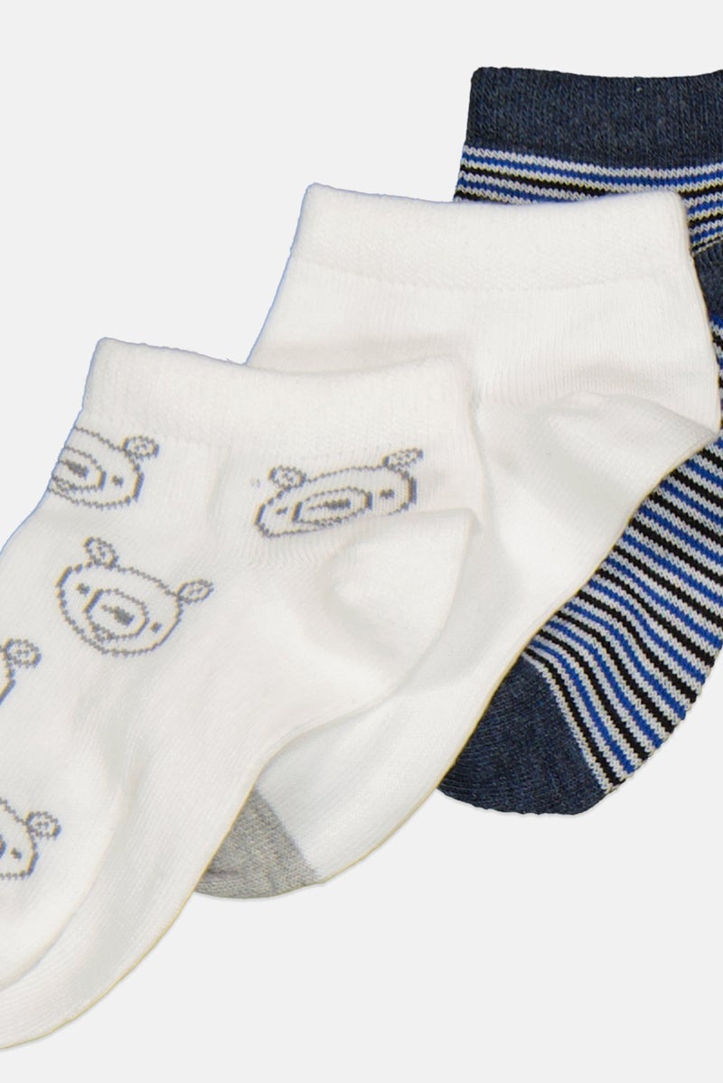 RBX Kids Boy 3 Pairs Allover Print Socks, White - Image 2