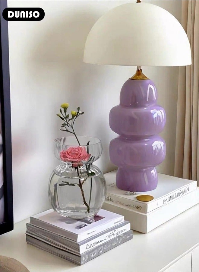 DUNISO Clear Glass Vase, Modern Decorative Vase, Large Irregular Shape Vintage Flower Vase, Minimalist Ins Style Embossed Glass Vase for Wedding Table Decorations Centerpieces, Crystal Vase for Living Room, Bedroom, Kitchen, Dining Table, Mantle  - Image 4
