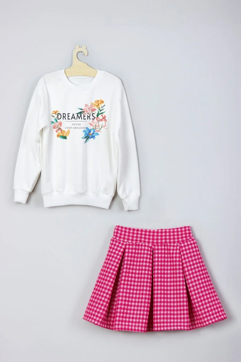 Ada Bebek Çocuk Ada Baby Kids New Season Printed Skirt Sweat Suit
