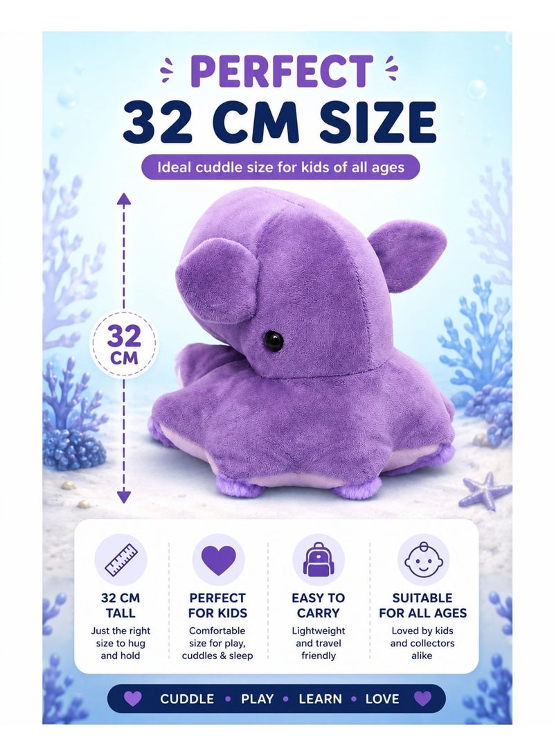 Wild Planet Dumbo Octopus Plush Toy 20cm Soft Deep Sea Stuffed Animal Cute Ocean Marine Plush Doll for Kids Boys Girls Ultra Soft Cuddly Educational Sea Creature Pillow Gift for Children Bedroom Nursery Travel Companion - Image 3